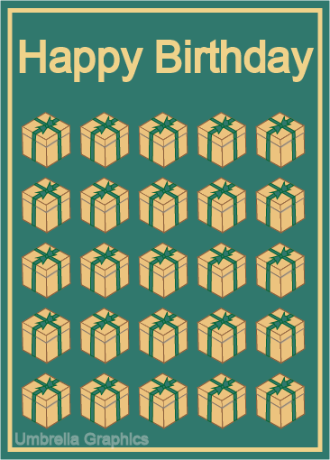 Green and Gold Present PatternBirthday Card Design By Susan Tang