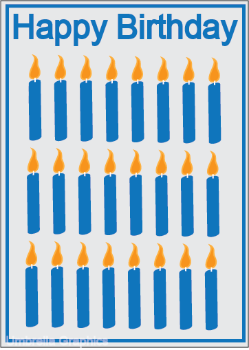 Grey and Blue Candle Pattern Birthday Card Design By Susan Tang