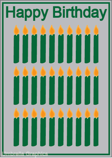 Grey and Green Candle Pattern Birthday Card Design By Susan Tang