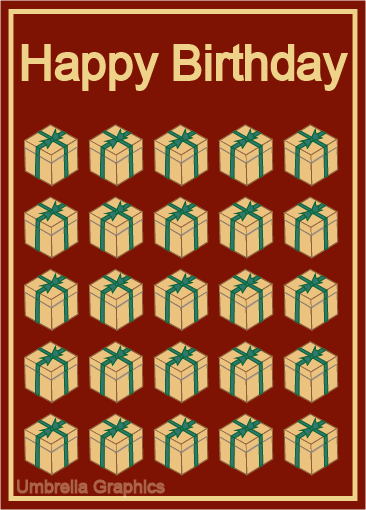 Red and Gold Present Pattern Birthday Card Design By Susan Tang